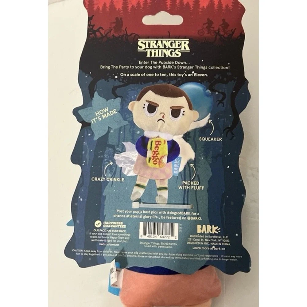 Bark Stranger Things Eleven Off-Leash Plush Dog Toy Squeaker Crinkle XS-M 0-50lb